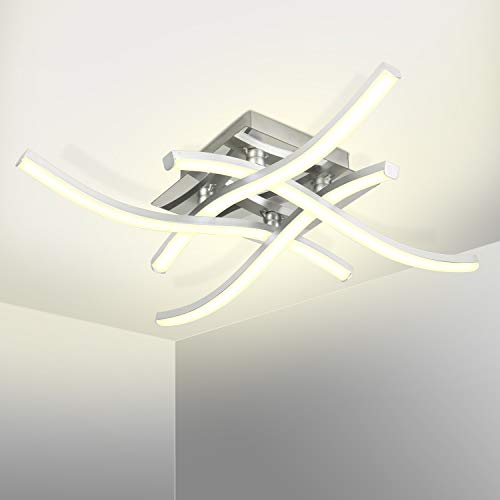 Preisvergleich Produktbild LEDMO 25W LED Deckenleuchte 4 flammig,Deckenlampe 5500K Warmweiße,1800LM,Wellenoptik Deckenleuchte für Wohnzimmer, Zimmer, Schlafzimmer I 44.4x44.4x8.8CM