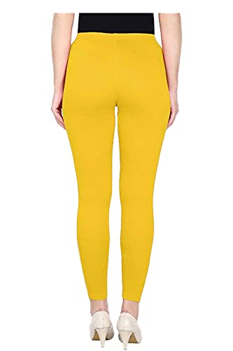 Image of H2 Women's Comfortable Cotton Blend Leggings - Ankle Length, Versatile (in, Alpha, S, Regular, Yellow)