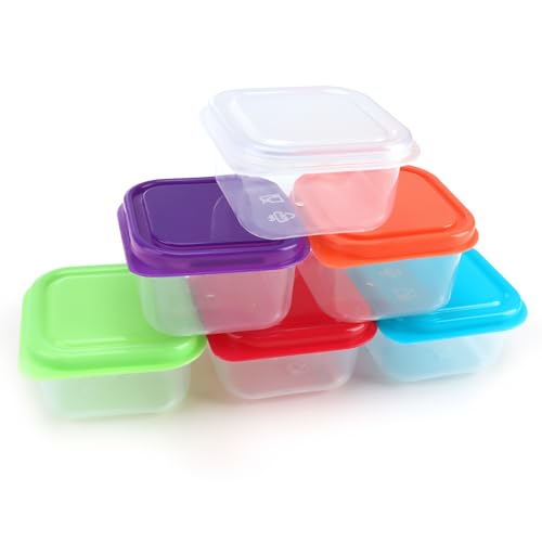 Small Food Storage Containers 6PCS Mini Boxes for Kids, Small Plastic Snack Fruit Pots Sauce Box for Lunch Box Rectangular, Baby Food Storage With Lids, Microwave, Freezer And Dishwasher Safe Use