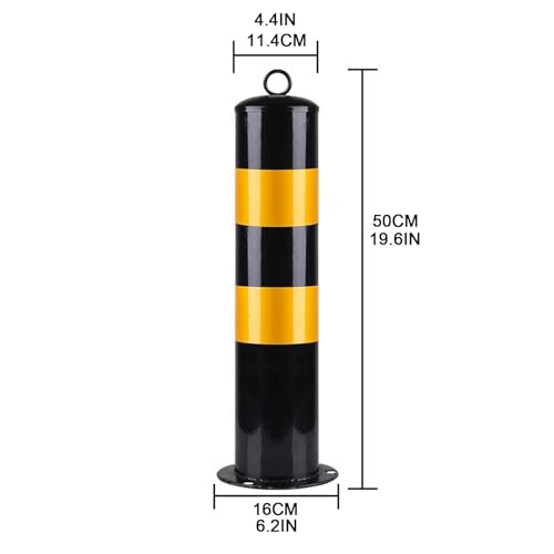 Générique Borne de signalisation routière en Acier de 50 cm avec Bande réfléchissante - Barrière de Parking Noire Robuste pour la Gestion du trafic et la sécurité - Usage extérieur Durable (1 pièce)