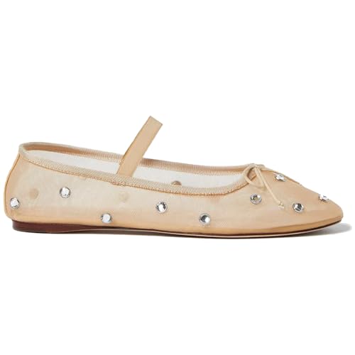 olomisa Mesh Ballet Flats for Women Crystal Embellished Flats Rhinestone Ballerina Flats Snip Toe Stretch Band Shoes Mary Jane Flats2