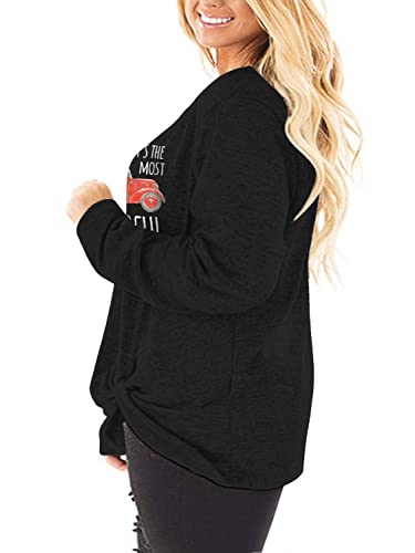 Image of DOLNINE Womens Plus Size Knotted Tops Long Sleeve Tee Shirts Loose Casual Blouse