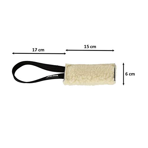 Dingo Gear Beisswurst mit einem Griff Schafe Wolle Plush Naturfarbe 15 cm x 6 cm Apport Training mit Hund S00427
