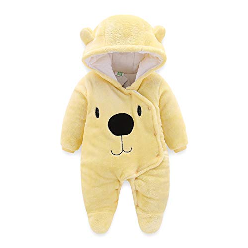 Image of ALLAIBB Baby Newborn Snowsuit Winter Hooded Footie Fleece Jumpsuit for Infant Girls Boys