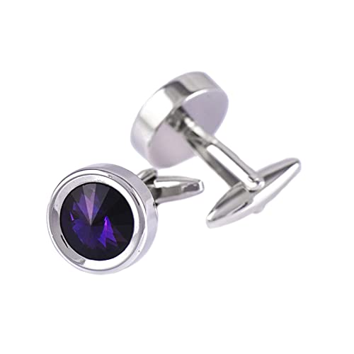 Mancuernillas para hombre redondas color púrpura miniatura 1