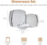 Amazon Basics 18-Piece Square Dinnerware Set, Dishes, Bowls, Service for 6, Modern Beams