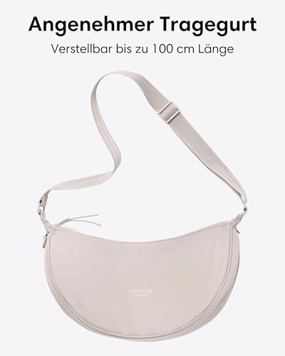 LARKSON-Crossbody-Bag-Damen-Herren-Beige-Solveig-Medium-Umhaengetasche-im-Halbmond-Style-Halbrunde-Schultertasche-Moon-Bag-Design-Wasserabweisend - Sparfuchs24.io - Preisvergleich & Top Angebote Online