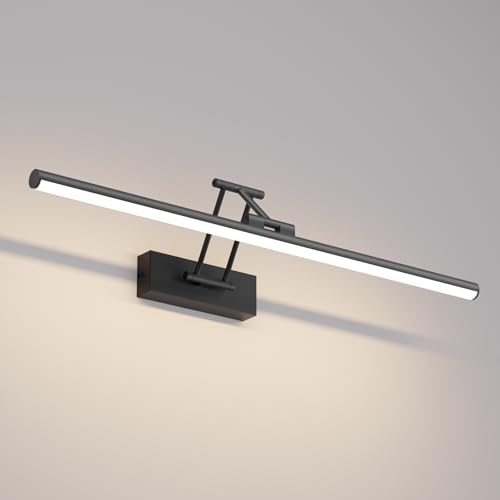 Klighten Led Miroir Lampe Salle de Bain 60cm,20W 1500lm Lampe pour LED Applique Rotating Ip44, Aluminium Applique Murale, Miroir Salle de Bain Blanc naturel 4000K,Noir