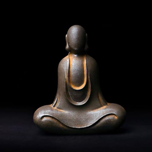 Daisylily Faceless Buddha Statue - Solid Cast Iron Buddha Figurine, Indoor Outdoor Zen Decor for Spiritual Room Meditation
