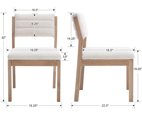 Image of RIVOVA Linen Dining Chairs Set of 6, Comfortable Upholstered Kitchen Chairs with Wood Legs, Mid Century Modern Kitchen Chairs Accent Side Chair for Living, Bedroom, Restaurant, Beige