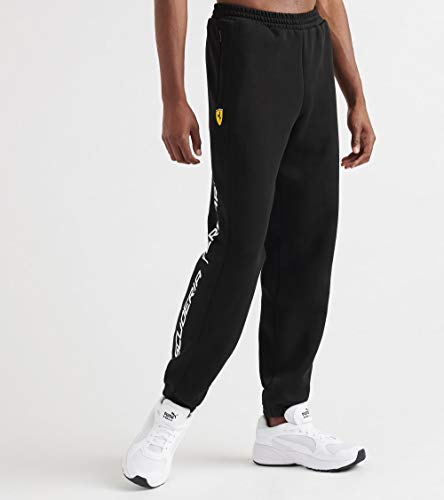 PUMA Mens Formula 1 Scuderia Ferrari Leg Logo Cuffed Sweat Pants, Puma Black, XL