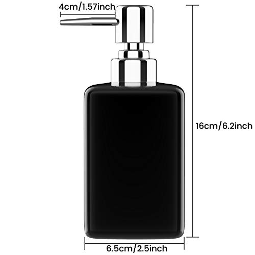 Nuscen Black Ceramic Soap Dispenser, 300ml Square Liquid Soap & Lotion Bottle with Pump for Bathroom Kitchen & Hotel - Image 2