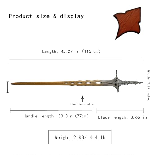 45\" Sacred Relic Sword Stainless Steel Divine Sword Metal Replica with Hanging Plate - Perfect for Cosplay and Display