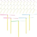 Milisten 80 Pcs Hand Swirling Flying Toys, Colorful Bamboo Dragonfly Propellers, Outdoor Plastic Helicopters, Bulk Party Favors for Kids Birthday, Goodie Bag Fillers, Classroom Rewards (Random Color)