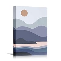 SIGNWIN Canvas Wall Art Orange Sun Over Green and White Snow Mountains and Yellow Valley Landscape Wilderness Modern Scenic Colorful for Living Room, Bedroom, Office - 12x18 inches