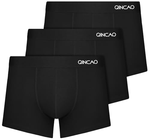 QINCAO Boxershorts Herren 3er Pack Unterhosen Männer - Bequeme Atmungsaktive & Ohne Etiketten, Tragbare Verpackung für Reise