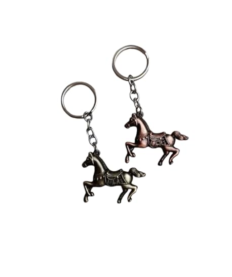 Porte-clés cheval de course 3D métal multicolore, finition soignée medium