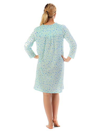 Casual Nights Women's Long Sleeve Floral Embroidered Night Gown - Green - X-Large #TOP1