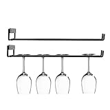 Weinregal aus Edelstahl, Weinglasregal für Gläser, Aufbewahrungsbar, Küche, Hängestange (Farbe: Schwarz, Größe: 30,5 x 10 cm), Schwarz, 30,5 x 10 cm, 2 Stück