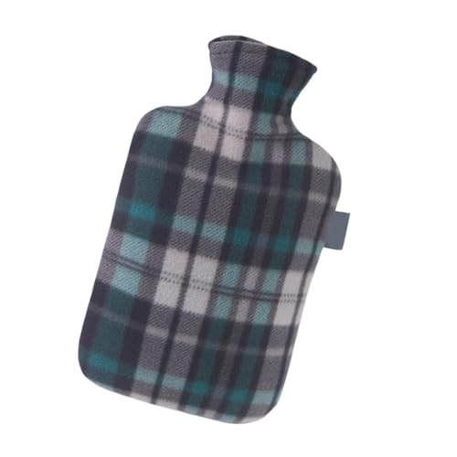 Bolsa de agua caliente de goma con apertura ajustable y diseño a cuadros para alivio largo