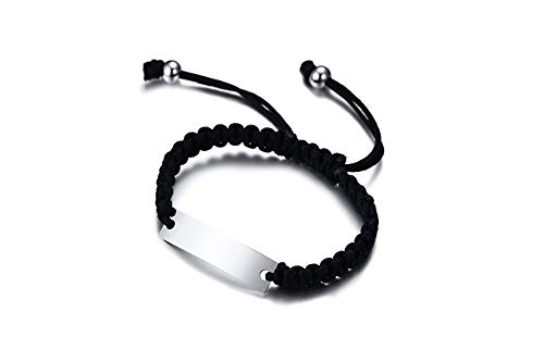 MEALGUET Personalized ID Couple Bracelets Custom Engraving Handmade Braided Rope Wrist Bangle for Men Women Friendship, Adjustable,Customized Bracelet Gift for Men Husband3