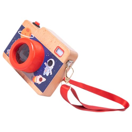 Hemoton Compact Kids Camera Toy Educational Kaleidoscope Wooden Decorative Toy Ideal for Children's Birthday