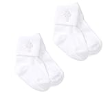 Born to Love Boys White First Communion Baptism Christening Socks With Cross Embroidery (6-12, Set Of 2)