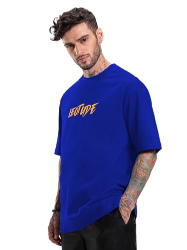 Image of LEOTUDE Men's Cottonblend Oversized Round Neck T-Shirt | T Shirt for Man