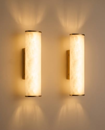 Image of Modern Natural Spanish Alabaster Wall Sconce Set of 2