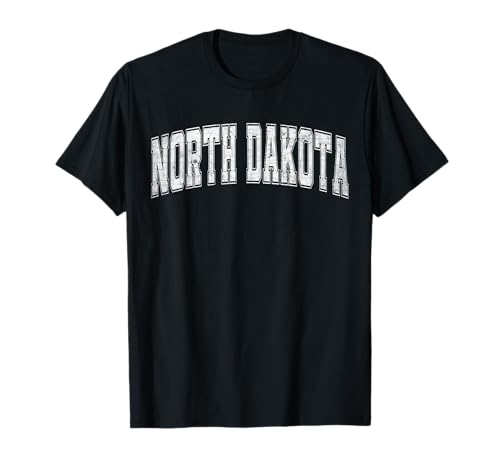 North Dakota Retro White Vintage Text T-Shirt