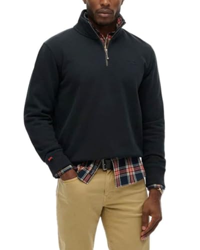 Sweater Half Zip Superdry Homme Bleu Marine Essential Logo XXL Pull