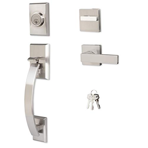 Limited Discount Ilyapa Front Entry Door Exterior Handleset - Modern Heavy Duty, Satin Nickel Low Profile Door Lock Set Handle with Single Cylinder Deadbolt and Halifax Lever, Matte Black Lowest Price Ilyapa Front Entry Door Exterior Handleset - Modern Heavy Duty, Satin Nickel Low Profile Door Lock Set Handle with Single Cylinder Deadbolt and Halifax Lever, Matte Black