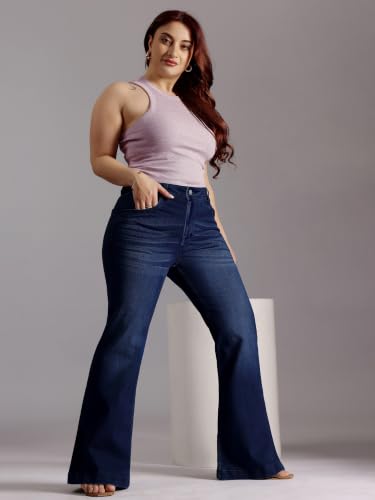 Image of Miss Chase A+ Women's Wide-Leg High Rise Regular-Length Stretchable Denim Jeans