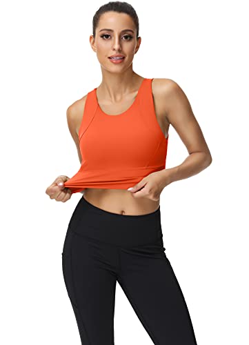 High Neck Sports Bra For Women Longline Full Coverage Sports Bras Medium Impact Padded Workout Crop Tops For Yoga Gym #TOP5