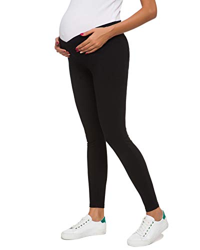 Liu & Qu Damen Schwangerschaftshose, dehnbar, niedrige Taille, V-förmige Hose für Schwangere - Schwarz - Mittel Cover