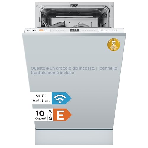 COMFEE' CDWEB914S-W Lavastoviglie da Incasso con 10 coperti, 8 Programmi, di avviamento ritardato, Funzione di Mezzo Carico, cloud wash, Asciugatura Extra - Inox