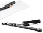 Deli Long Reach Stapler, Booklet Stapler with Jam Resistant, 25 Sheet Capacity, Long Arm Standard Stapler for Booklet, Book Binding, Art Journaling, Black, Gifts