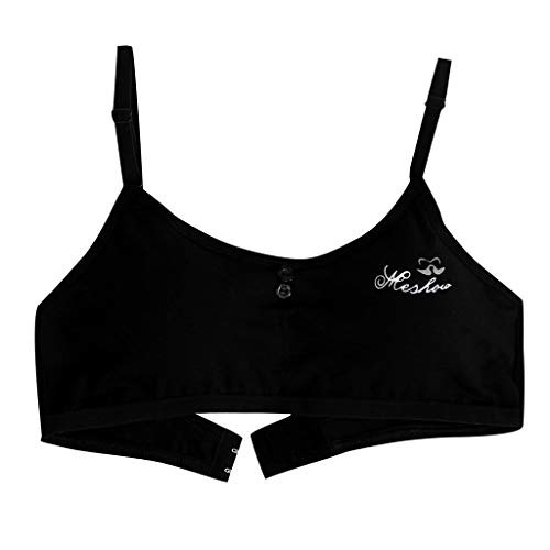 10-15 Years Teen Girls Soft Underwear Adjustable Bra Vest Children Padded Underclothes Undies Clothes Comfort Underwear (B-Black, one size)