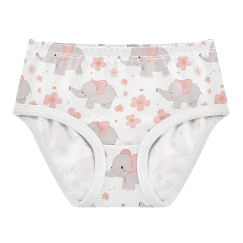 Wusikd Cute Elephants Girls' Underwear Cotton Flowers Girls Briefs Soft Toddler Underwear 2T