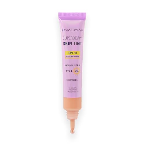 Image of Revolution Superdewy SPF 30 Skin Tint, Light Cool | Tinted Mineral Face Foundation, Buildable Coverage for Facial Glow, 12% Zinc Oxide, Vegan & Cruelty-Free