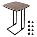 Moncot Beistelltisch C-Form Sofatisch mit Rollen, Modern Walnussfarbe MDF-Panel Kaffeetisch,Couchtisch mit Metallgestell Wohnzimmertisch für Kaffee,Laptop,Balkon,40 x 40 x 61 cm (LxBxH)
