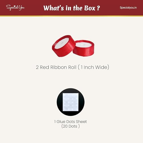 Image of Special You Satin Red Ribbon Roll for Bow -2Pcs, Wall Decoration Items, Pinterest Finds Aesthetic Room Decor Items Pinterest Room Decor Aesthetic, Satin Ribbon 1 Inch for Gift Wrapping