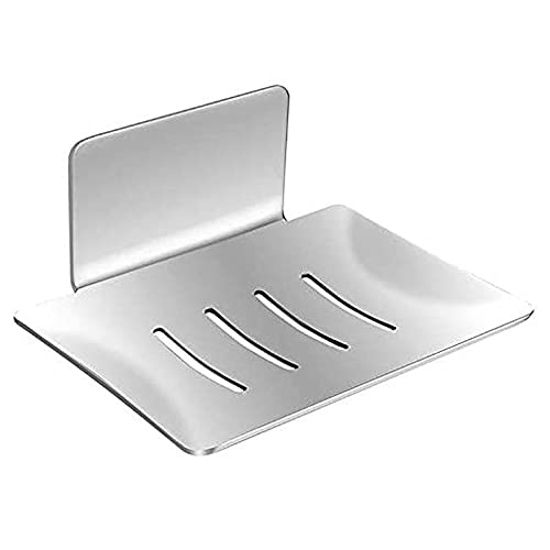 Kaimeilai Porte Savon Mural, Boite a Savon de Douche Auto-adhésif, Porte-Savon Fixation Murale avec Drain et Autocollant Magique sans Perçage Vis, pour Douche Cuisine Salle Bain (Argent)