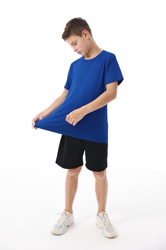 Resinta 4 Pack Boys Athletic T-Shirts Dry-Fit Wicking Short Sleeve T-Shirt Active Performance Sports Tees for Teen Youth Boys4