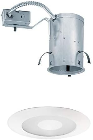 IC20R & 212N-WH 5" Remodel Recessed Housing w/Wet Location Round Frosted Lens w/Clear Center Trim, White