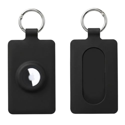 Key Card Holder for Tesla Model 3/Y/X/S, Soft Key Fob Cover Protective Case Cover Silicone Key Protector Airtag Tracker Chain Keyring Anti Scratch Accessories, Black