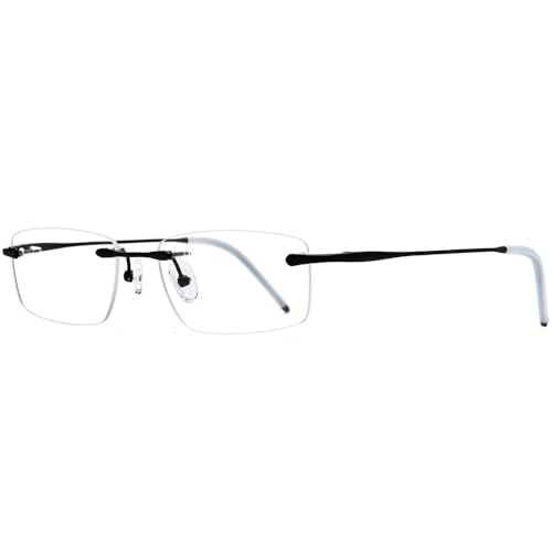 Image of Titanium Glasses Frame,Rimless Optical Eyewear Eyeglasses for Men and Women