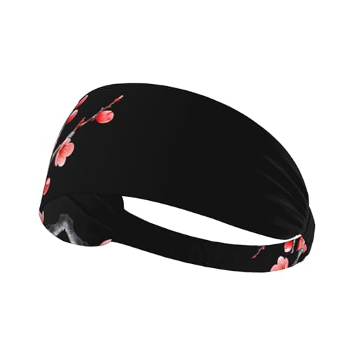 WHJWZY Diadema elástica para ejercicio, diadema suave y transpirable para correr, ciclismo, yoga y más flores de ciruelo en invierno impresas