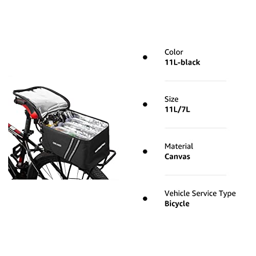 Errlaner Bicycle Rack Rear Carrier Bag Insulated Trunk Cooler 11L Large Capacity Storage Luggage Pouch Reflective Mtb Bike Pannier Shoulder Bag With Rain Cover #TOP7