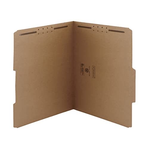 Smead Schnellhefter 14882, 2 Verschlüsse, 2/5-geschnittene Lasche rechts in der Mitte, Briefgröße, Kraftpapier, 50 Stück pro Box